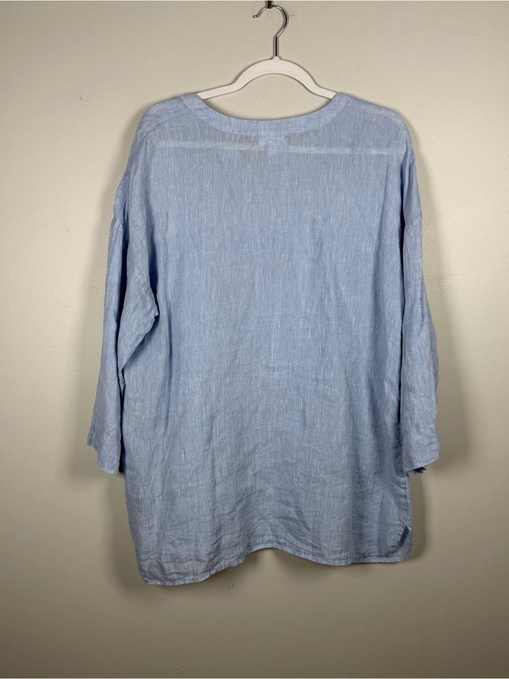 J.Jill Pure 100% Linen Light Blue Chambray Tunic Top Lagenlook Coastal Large - Picture 8 of 8